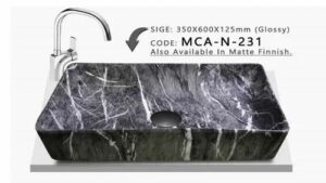 MCA N BLACK TABLE TOP BASIN 24 X 12